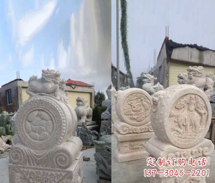 长沙仿古抱鼓石门墩雕塑