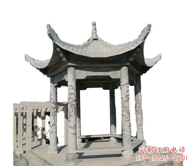 长沙传统风格凉亭石雕