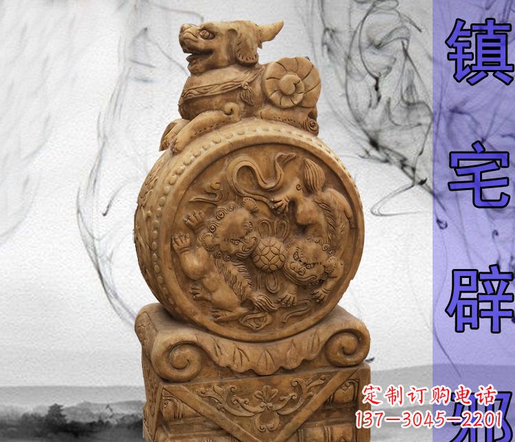 长沙仿古貔貅门墩镇宅辟邪石雕