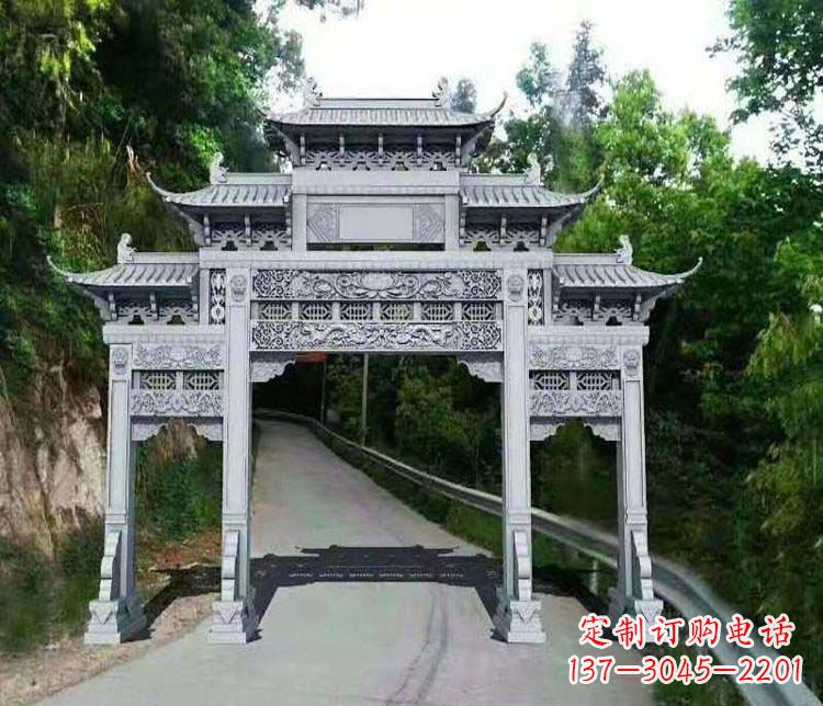 长沙仿古三门牌坊石雕
