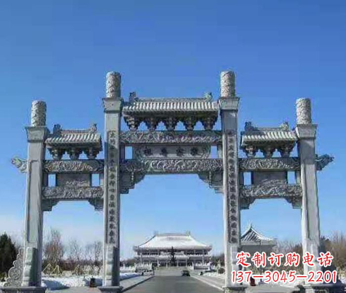 长沙领雕仿古三门石牌坊