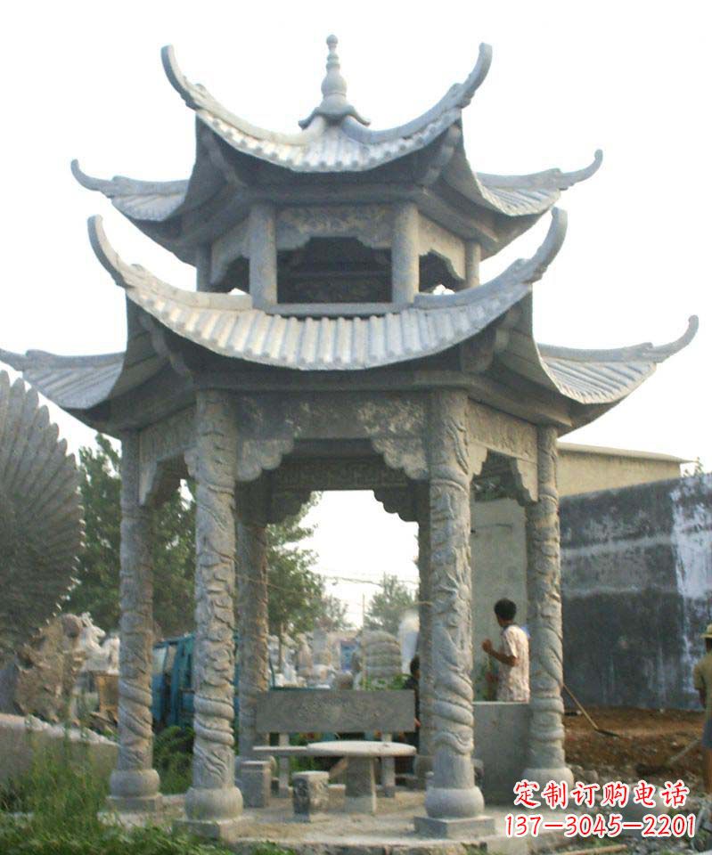 长沙传统工艺石雕凉亭，精美细致，给你温馨家园