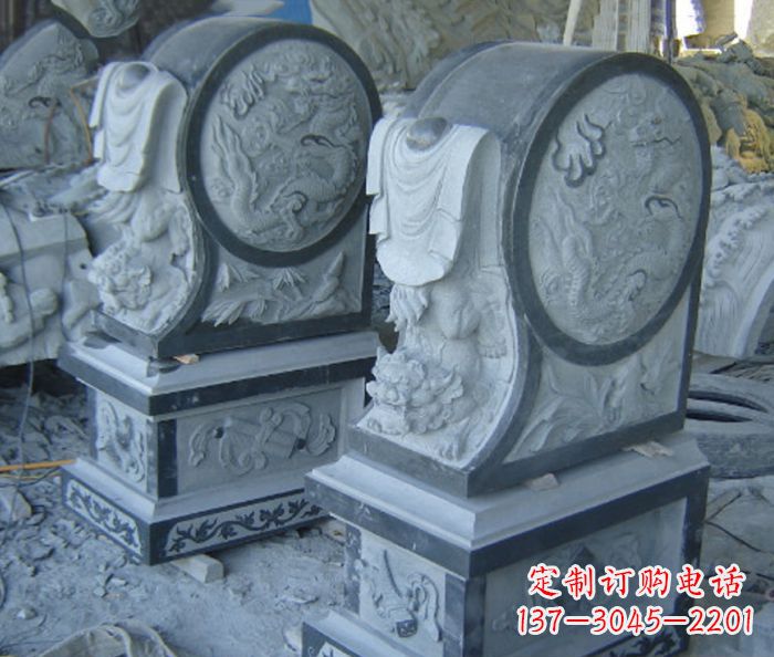 长沙仿古石门墩招财抱鼓石雕塑