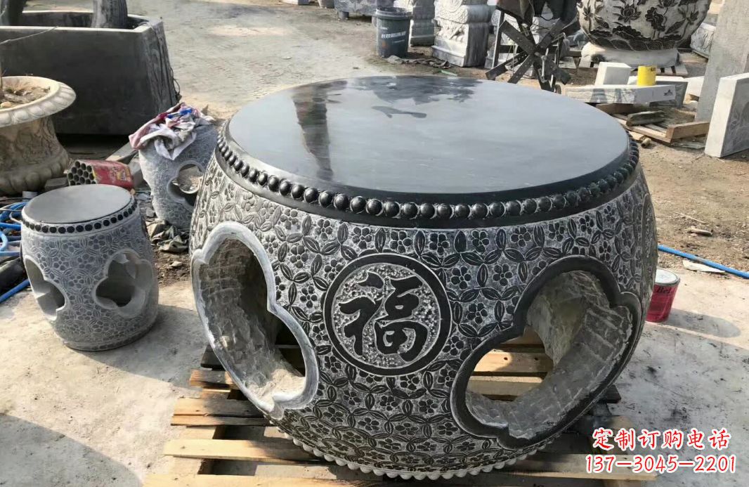 长沙中领雕塑 | 精美仿古石桌凳雕塑
