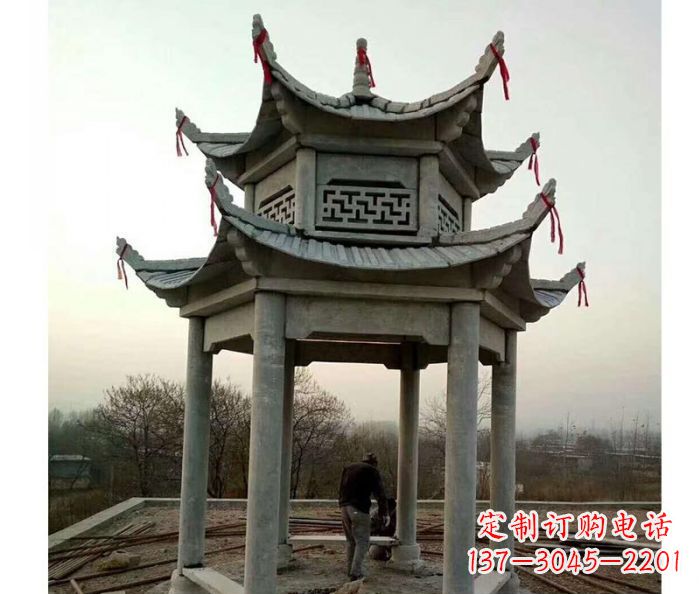 长沙仿古双层石雕凉亭