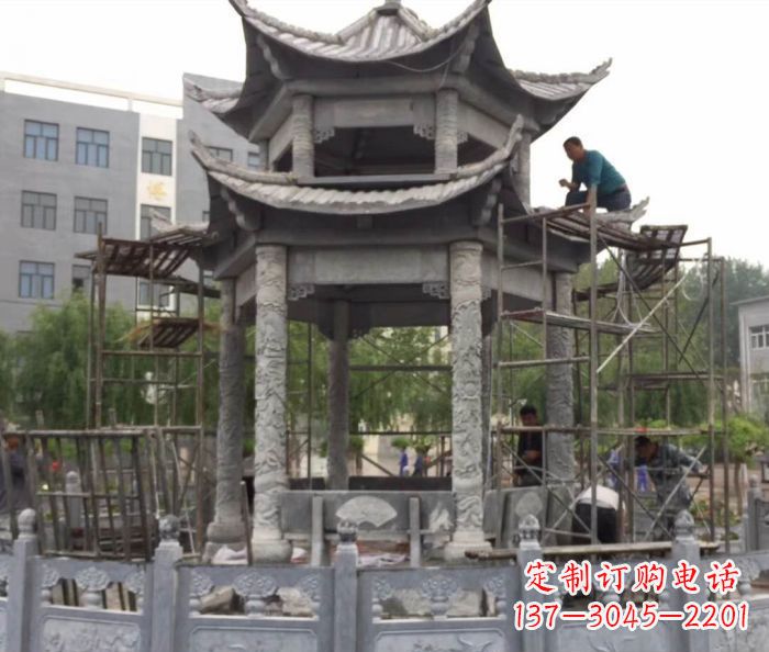 长沙仿古双层石雕凉亭