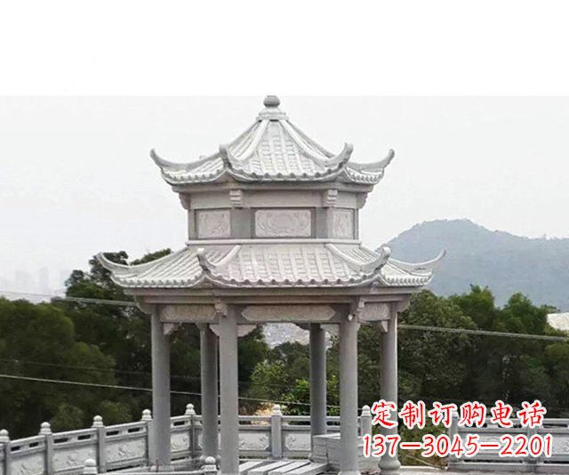 长沙仿古双层石雕凉亭