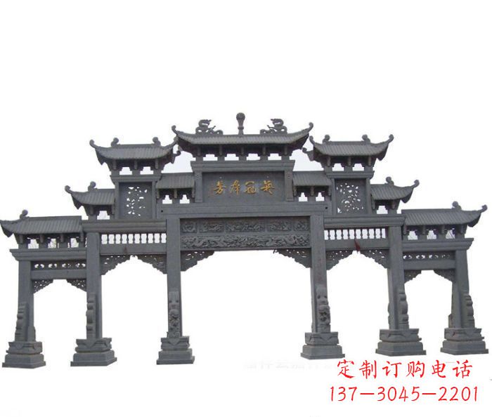 长沙仿古五门牌坊石雕