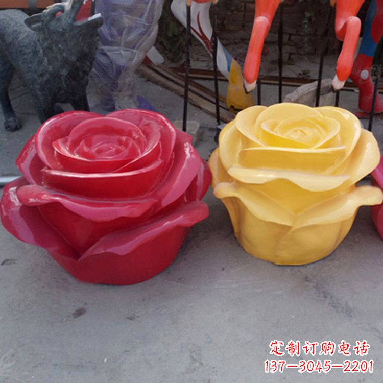 长沙精美仿真玻璃钢玫瑰雕塑