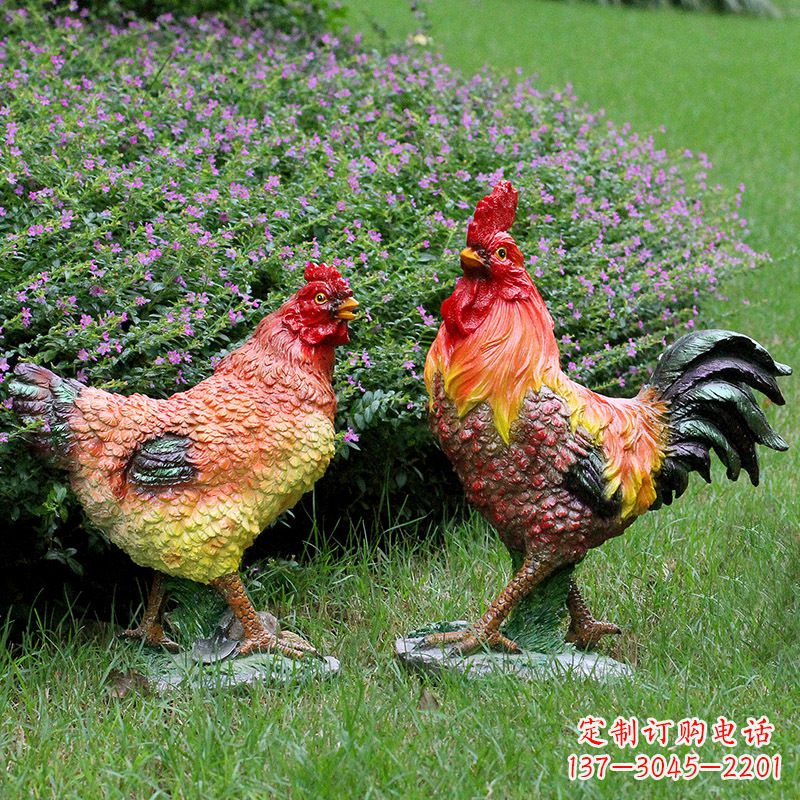 长沙仿真公鸡母鸡农家院装饰雕塑