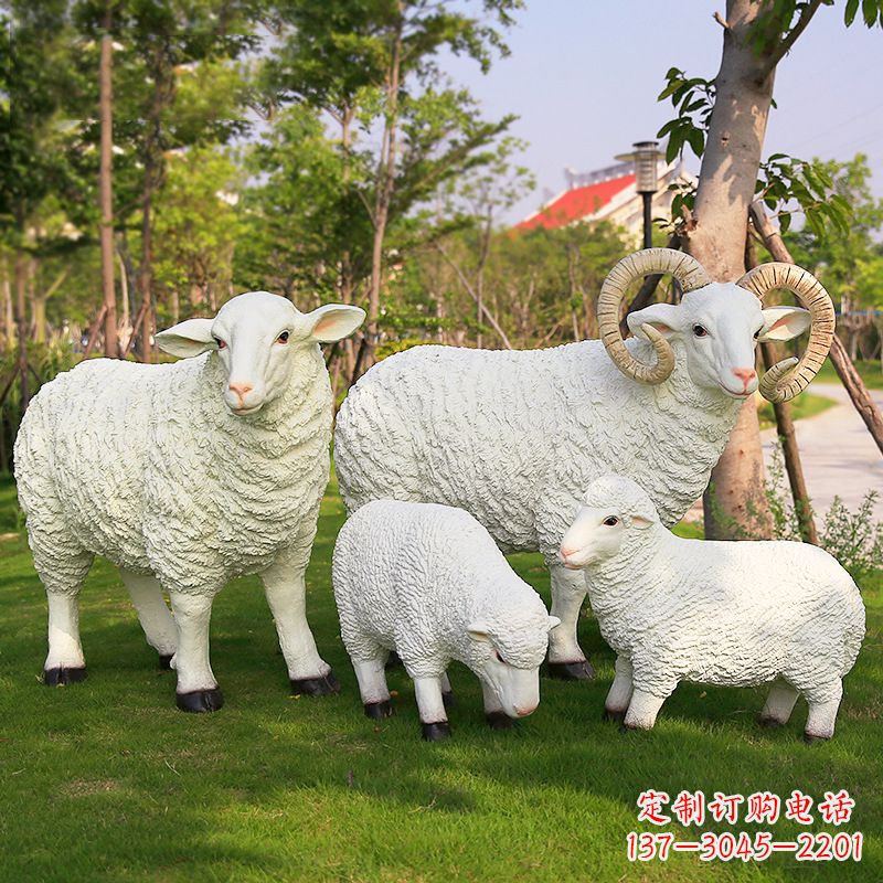 长沙仿真绵羊雕塑-农家院庭院仿真动物摆件