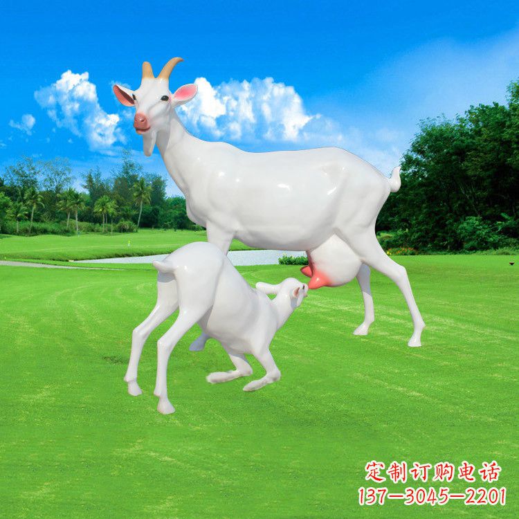 长沙仿真羊羔羊跪乳玻璃钢雕塑