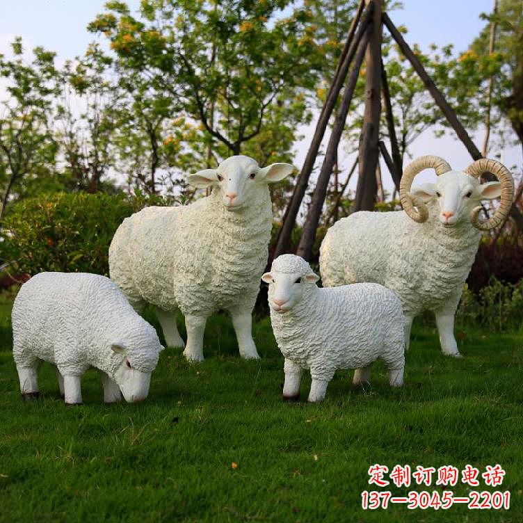 长沙仿真羊玻璃钢雕塑-草原草坪绿化带仿真动物摆件