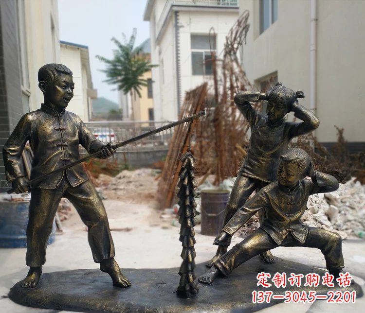 长沙放鞭炮的儿童公园人物铜雕