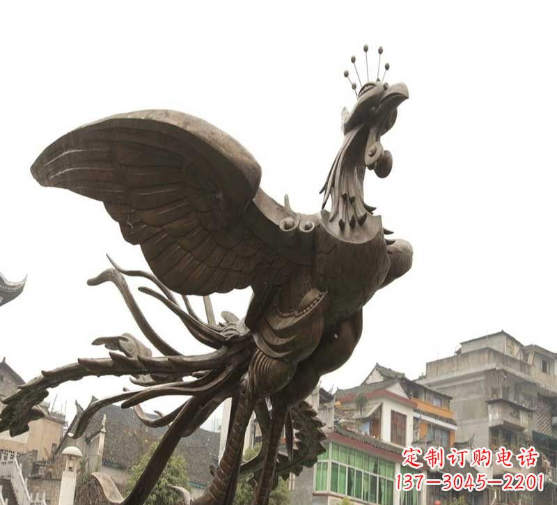 长沙凤凰展翅铜雕