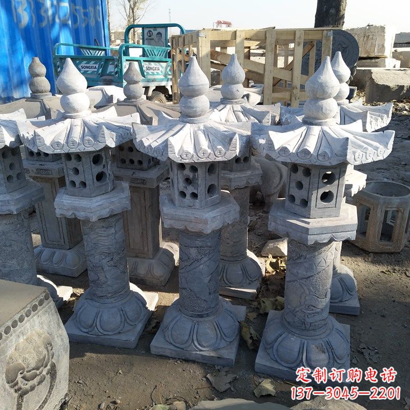 长沙高墩青石中式灯笼雕塑