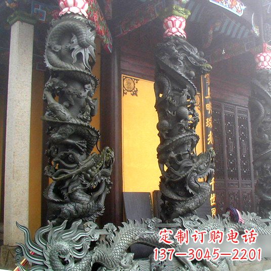 长沙高浮雕铜雕盘龙柱