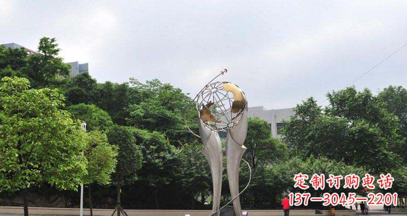 长沙中领雕塑精致大气的不锈钢地球雕塑