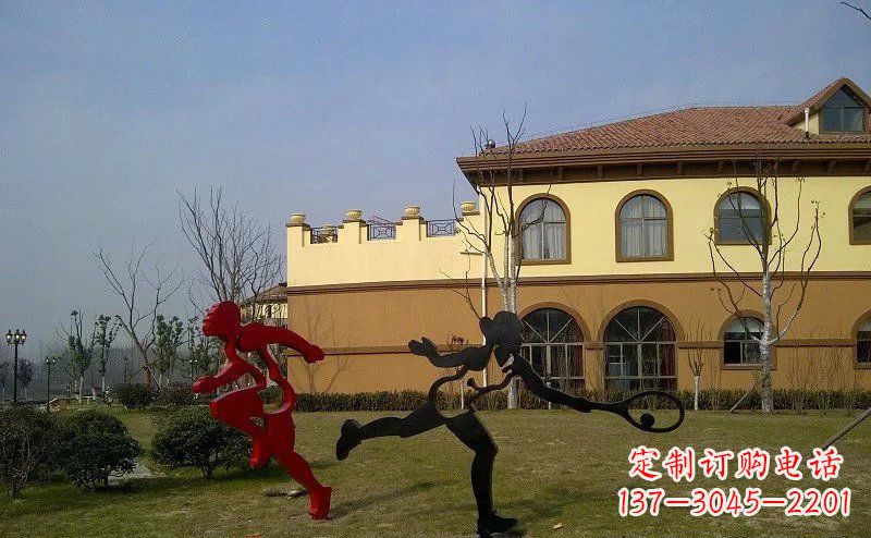 长沙公园不锈钢抽象运动员人物雕塑