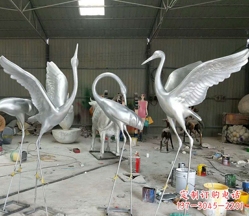 长沙艺术雕刻仙鹤不锈钢雕塑