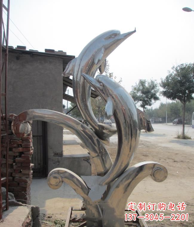 长沙倾情展示——室外可靠不锈钢海豚雕塑
