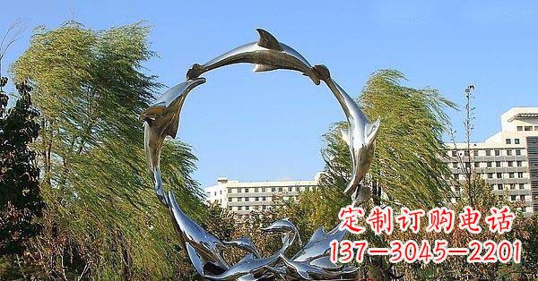 长沙华丽精致的不锈钢海豚雕塑