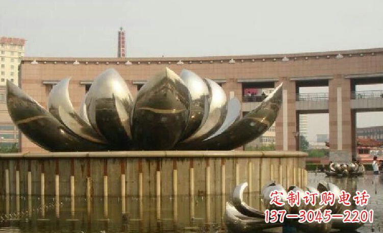 长沙廊中领雕塑优质的不锈钢荷花雕塑