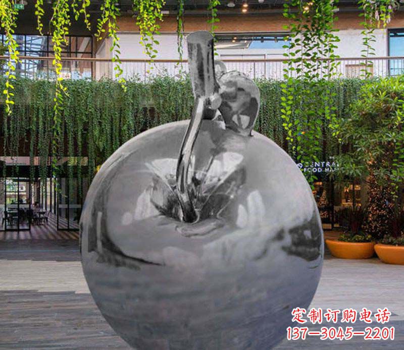 长沙公园时尚不锈钢镜面苹果雕塑