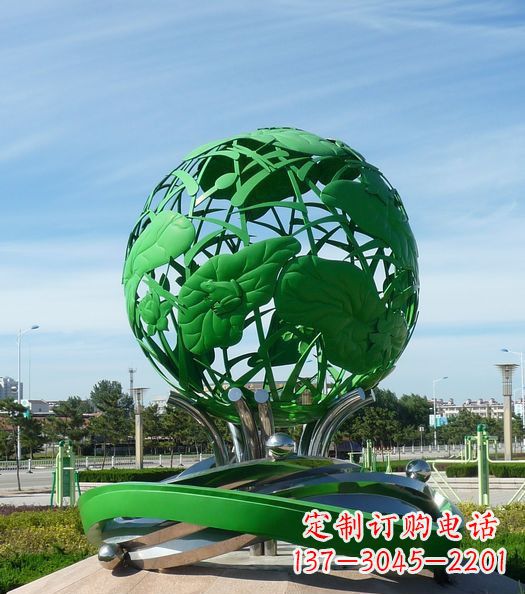 长沙不锈钢镂空荷叶青蛙雕塑