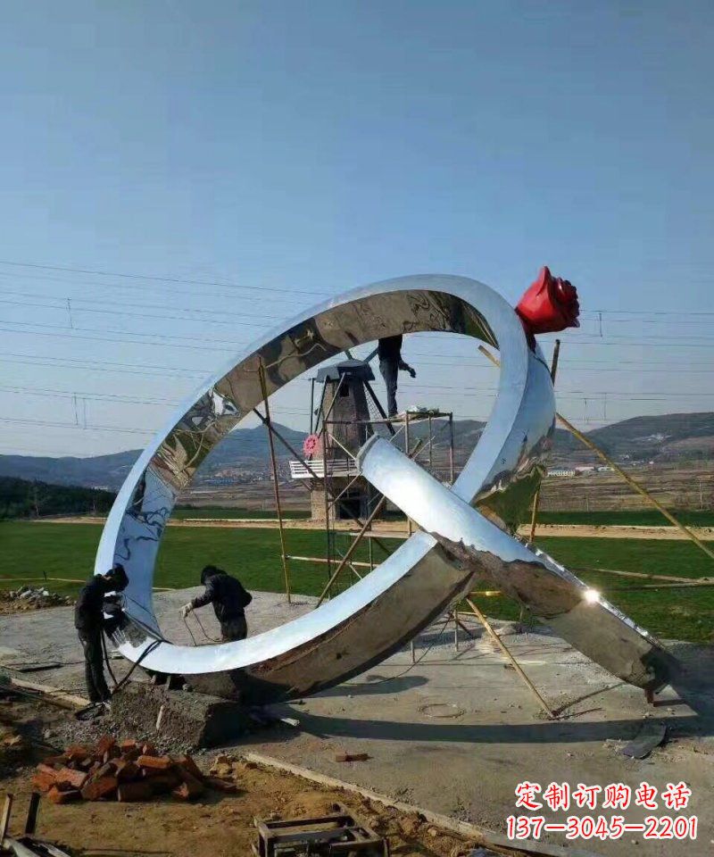 长沙精美不锈钢玫瑰景观雕塑