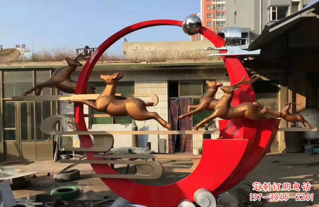 长沙高端不锈钢梅花鹿雕塑
