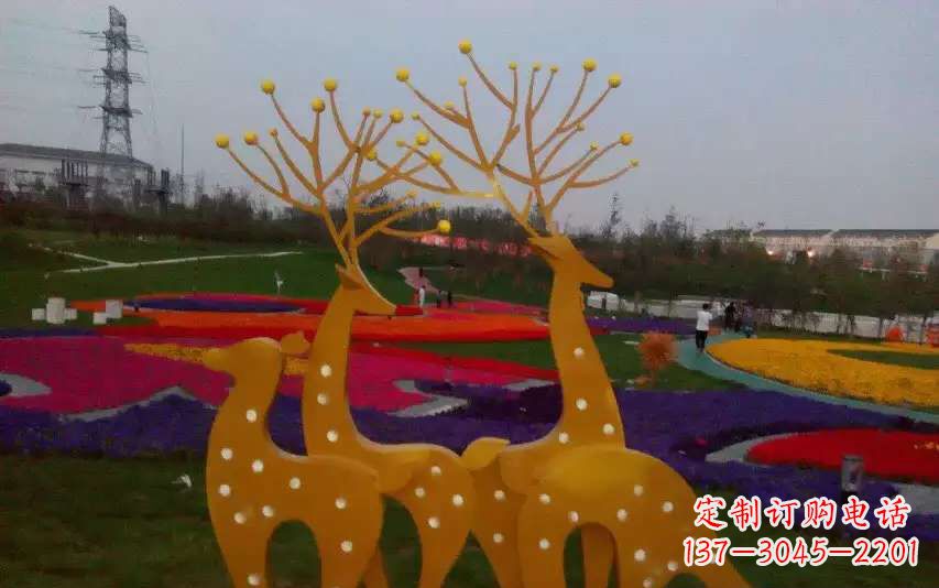 长沙不锈钢美陈动物鹿雕塑