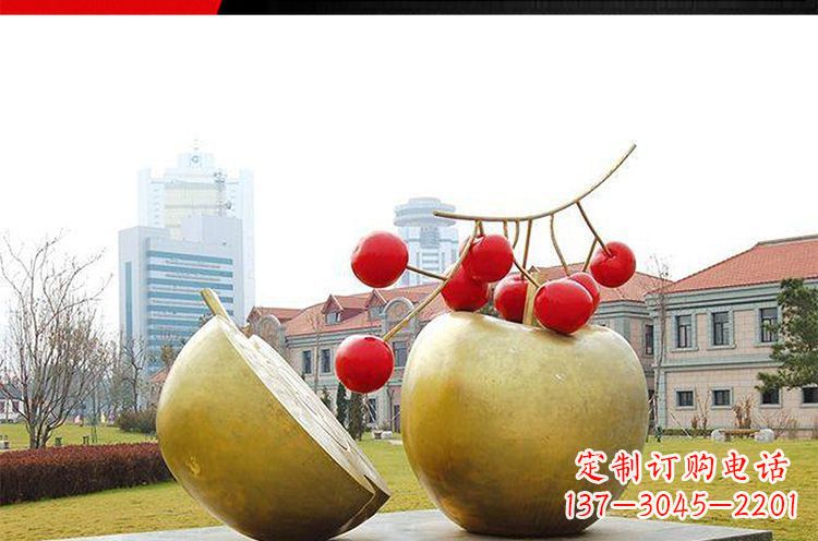 长沙公园不锈钢苹果樱桃雕塑