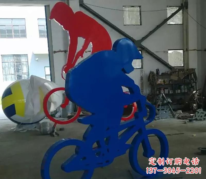 长沙公园不锈钢骑自行车运动人物雕塑