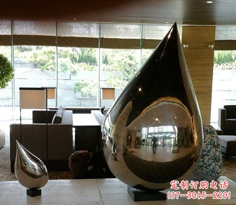 长沙公园不锈钢水滴球景观雕塑