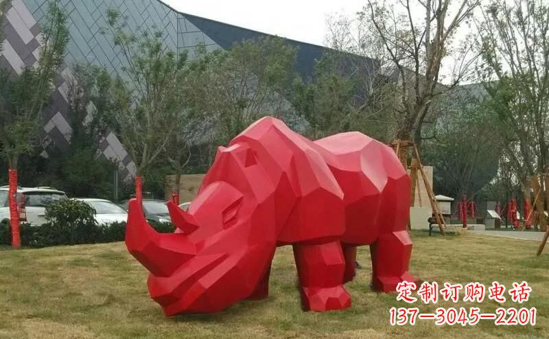 长沙摩洛哥高端不锈钢犀牛雕塑