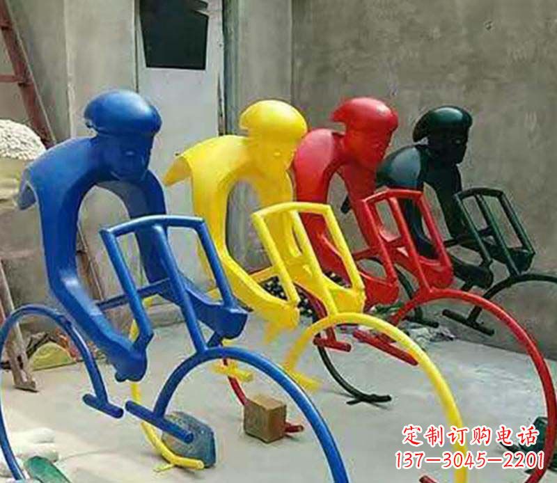 长沙不锈钢自行车运动人物景观雕塑