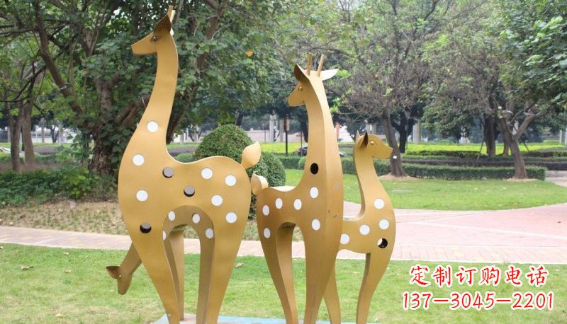 长沙彩色不锈钢梅花鹿雕塑