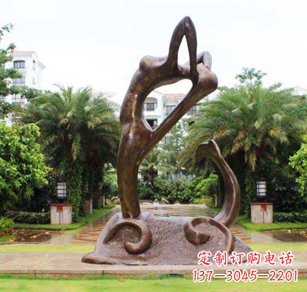 长沙公园抽象美人鱼景观铜雕
