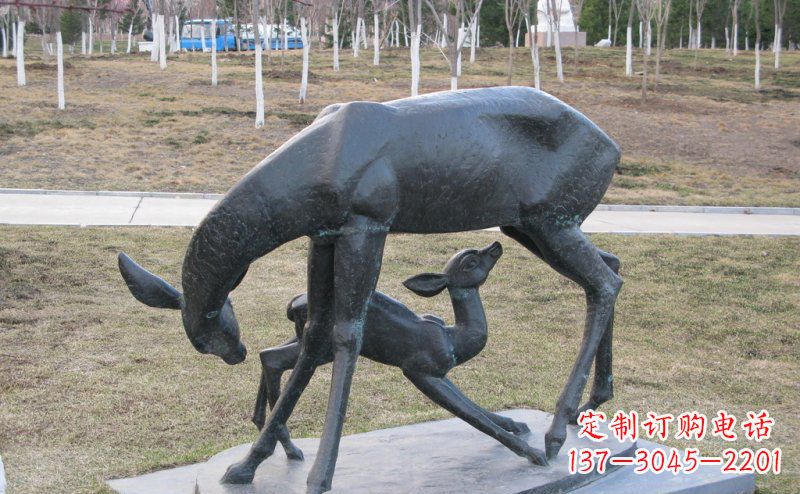 长沙母子鹿铜雕艺术塑像