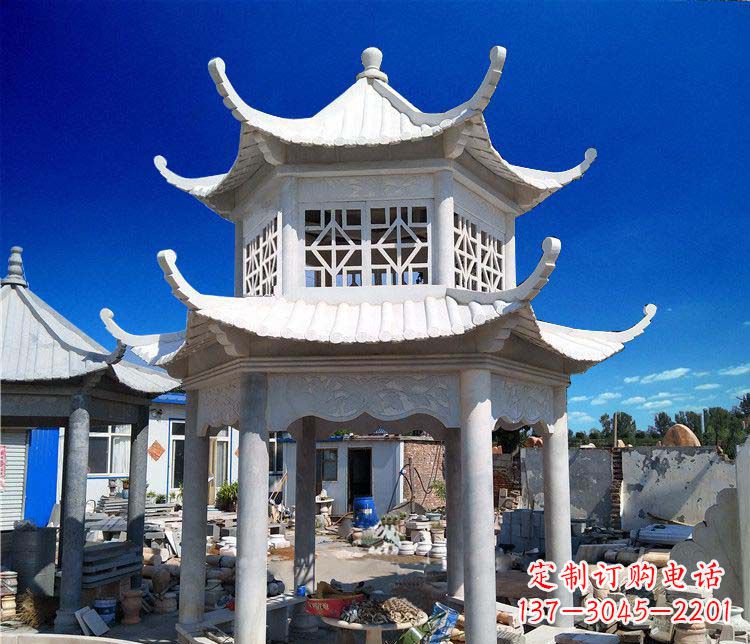 长沙大理石双层凉亭雕塑