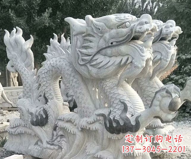 长沙优雅古典大理石生肖龙雕塑