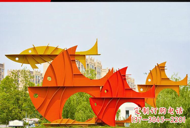 长沙公园大型不锈钢鲤鱼造型雕塑