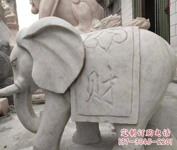 长沙公园动物大理石大象石雕 (2)