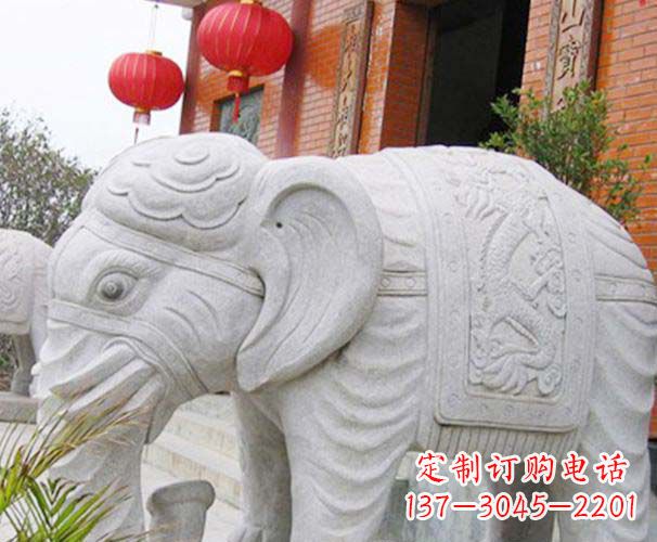 长沙公园动物大理石大象石雕