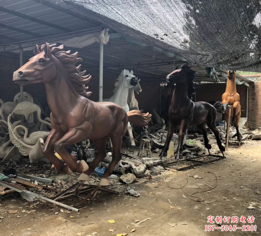 长沙公园动物铜马雕塑