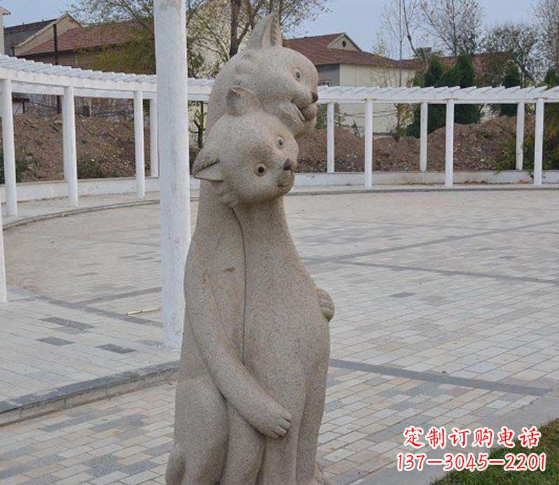 长沙公园动物小猫石雕