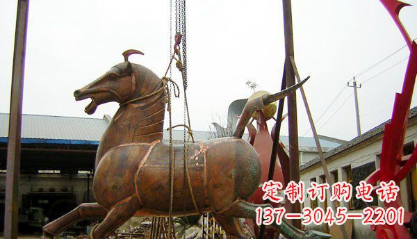 长沙公园仿古马动物铜雕