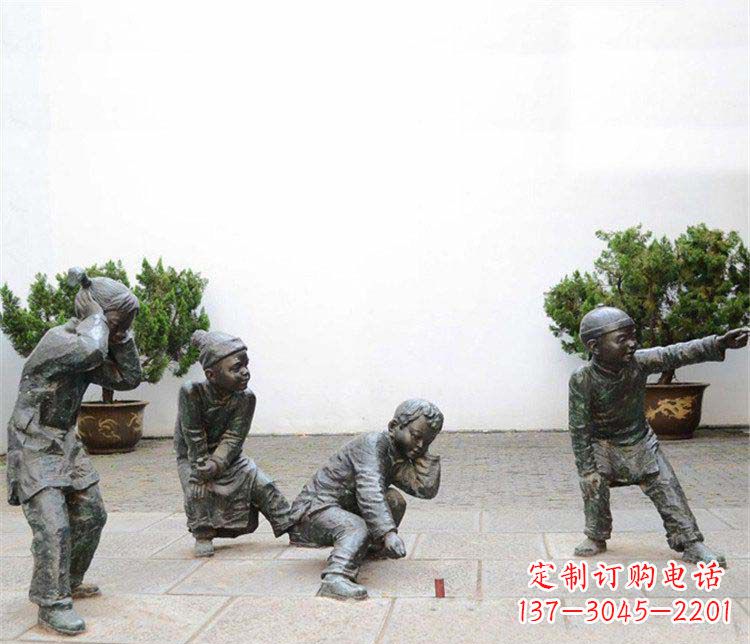长沙公园放鞭炮的小孩小品铜雕