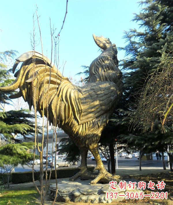 长沙公园公鸡动物铜雕